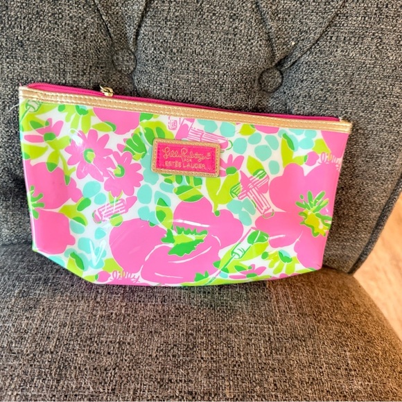 Lilly Pulitzer Vibrant Pink and Green Cosmetic Bag - Picture 1 of 5